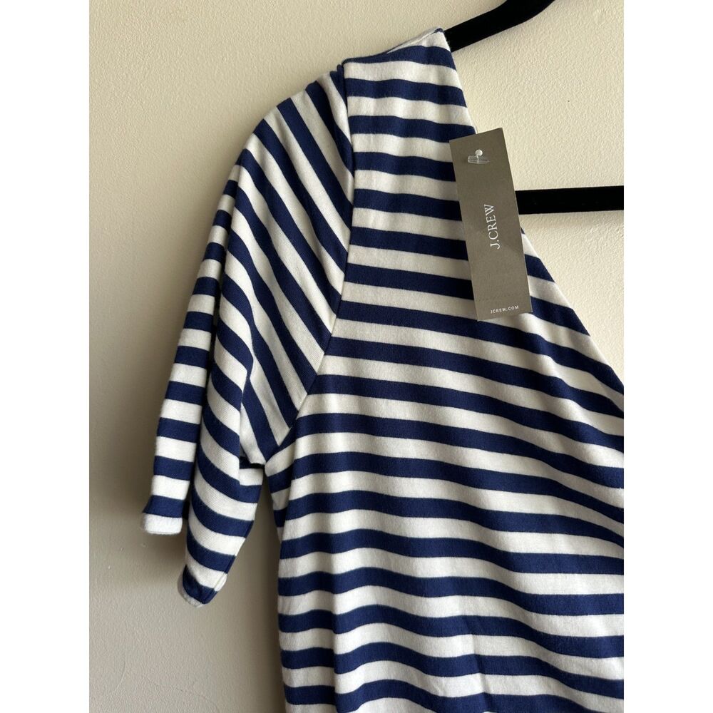 NWT J.Crew One Shoulder Striped Top Medium Navy White Nautical Stretch Tee